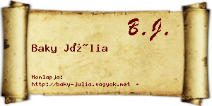 Baky Júlia névjegykártya